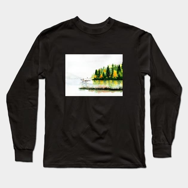 Float Plane in Fog, Pacific Northwest Long Sleeve T-Shirt by MMcBuck